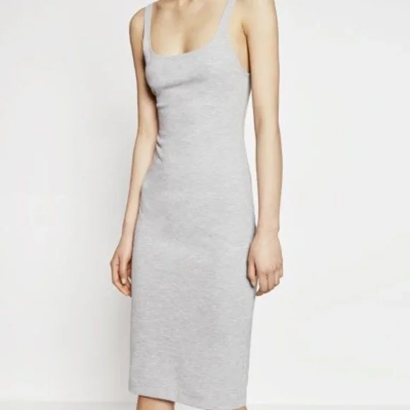 zara grey bodycon dress Zara Beige Strapless Sleeveless Ribbed Knit Tube Bandeau Mini Bodycon Dress  Sz S main image 0